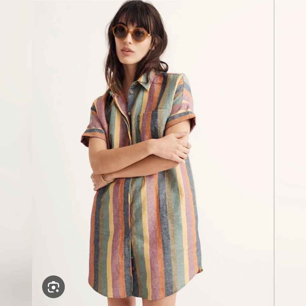 Madewell Shirt Dress Size Large Multicolor Striped Garment - Picture 1 of 7